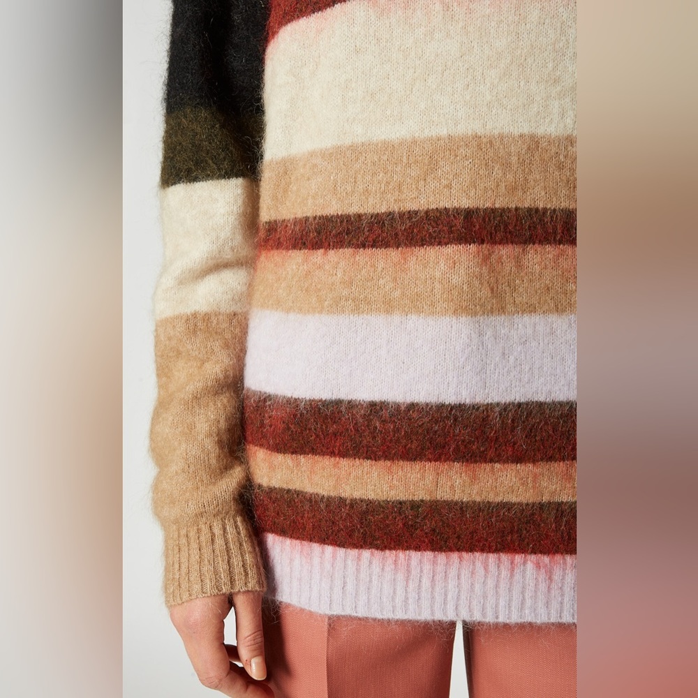 🍁ACNE STUDIOS Green and Red Kalbah Mohair Striped Sweater - Picture 6 of 16